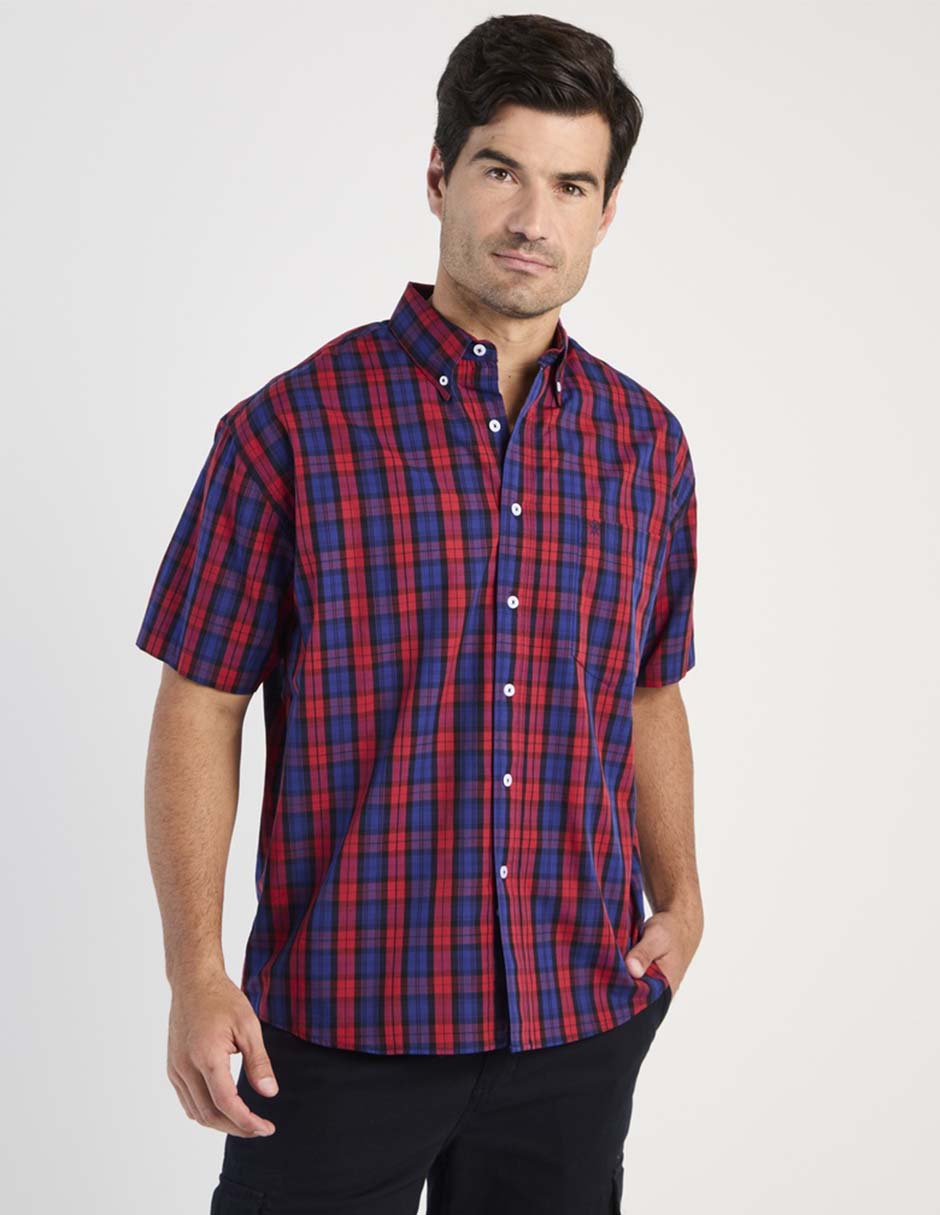 Camisa casual de algodón manga corta para hombre