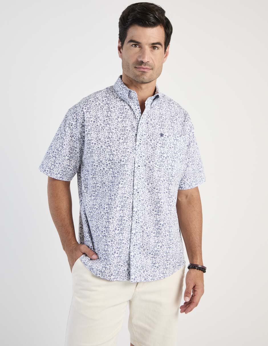 Camisa casual de algodón manga corta para hombre