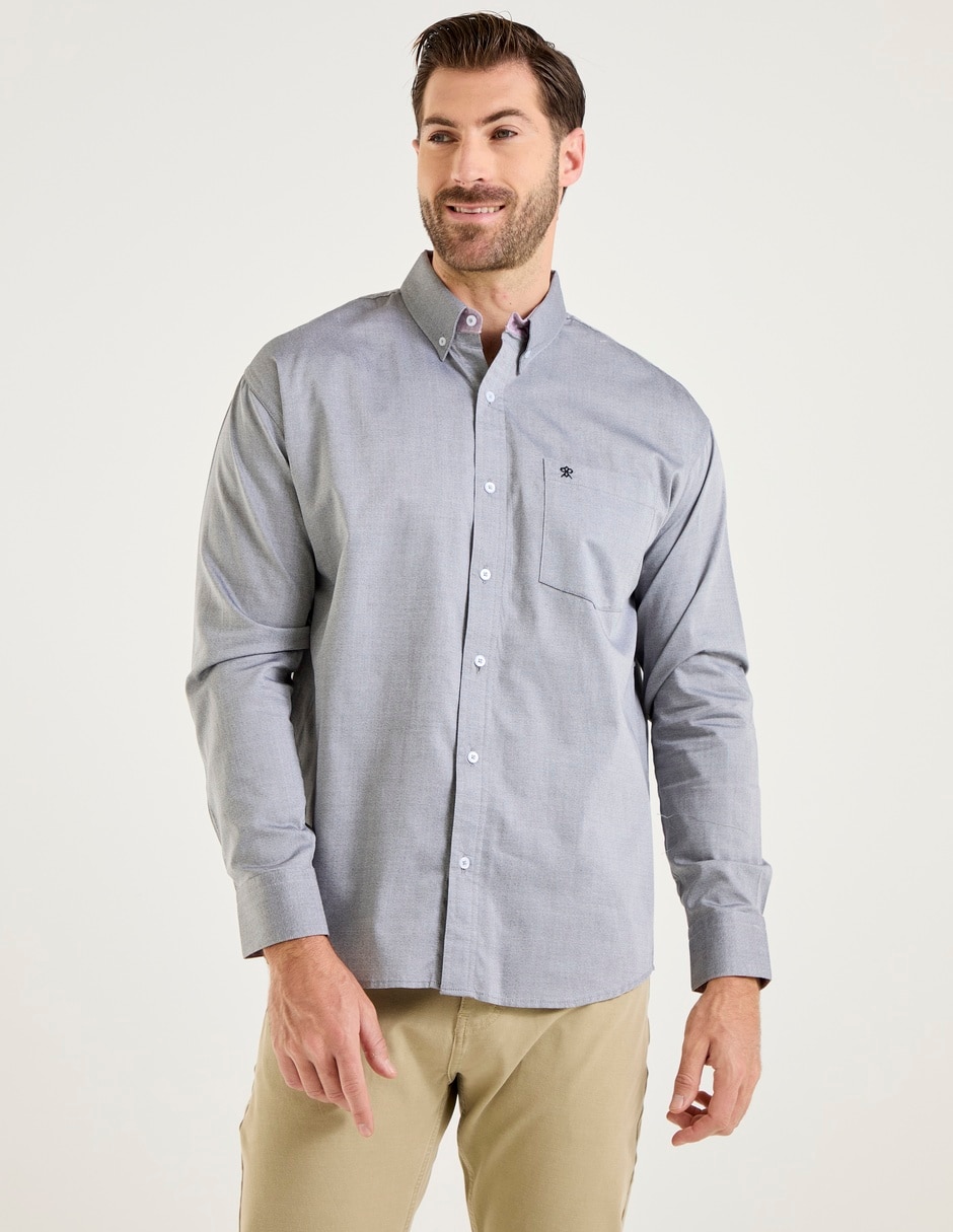 Camisa casual de algodón manga larga para hombre