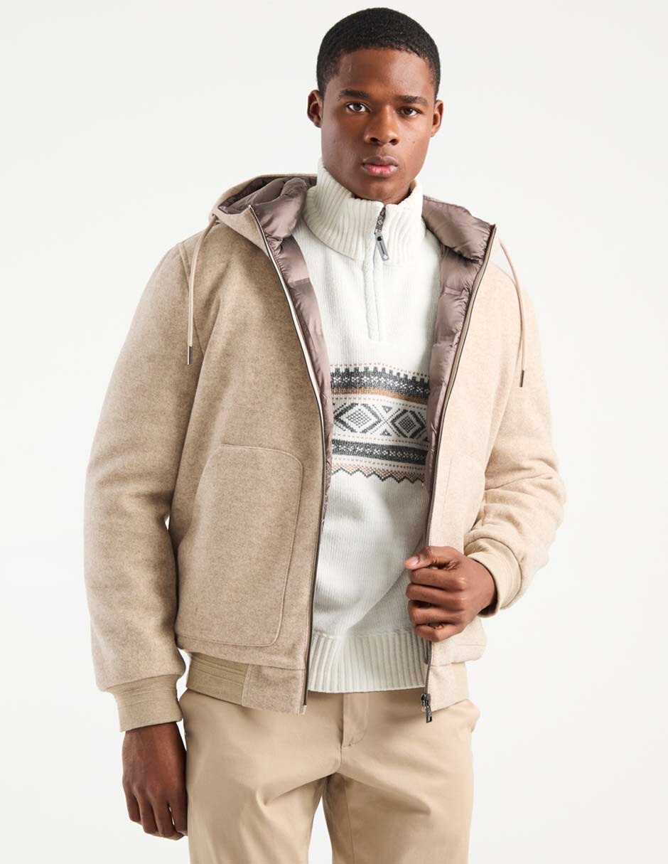 Chamarra parka de lana con capucha para hombre 1