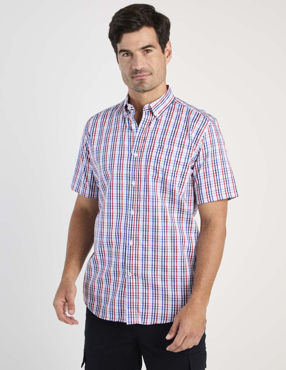 Camisa casual de algodón manga corta para hombre