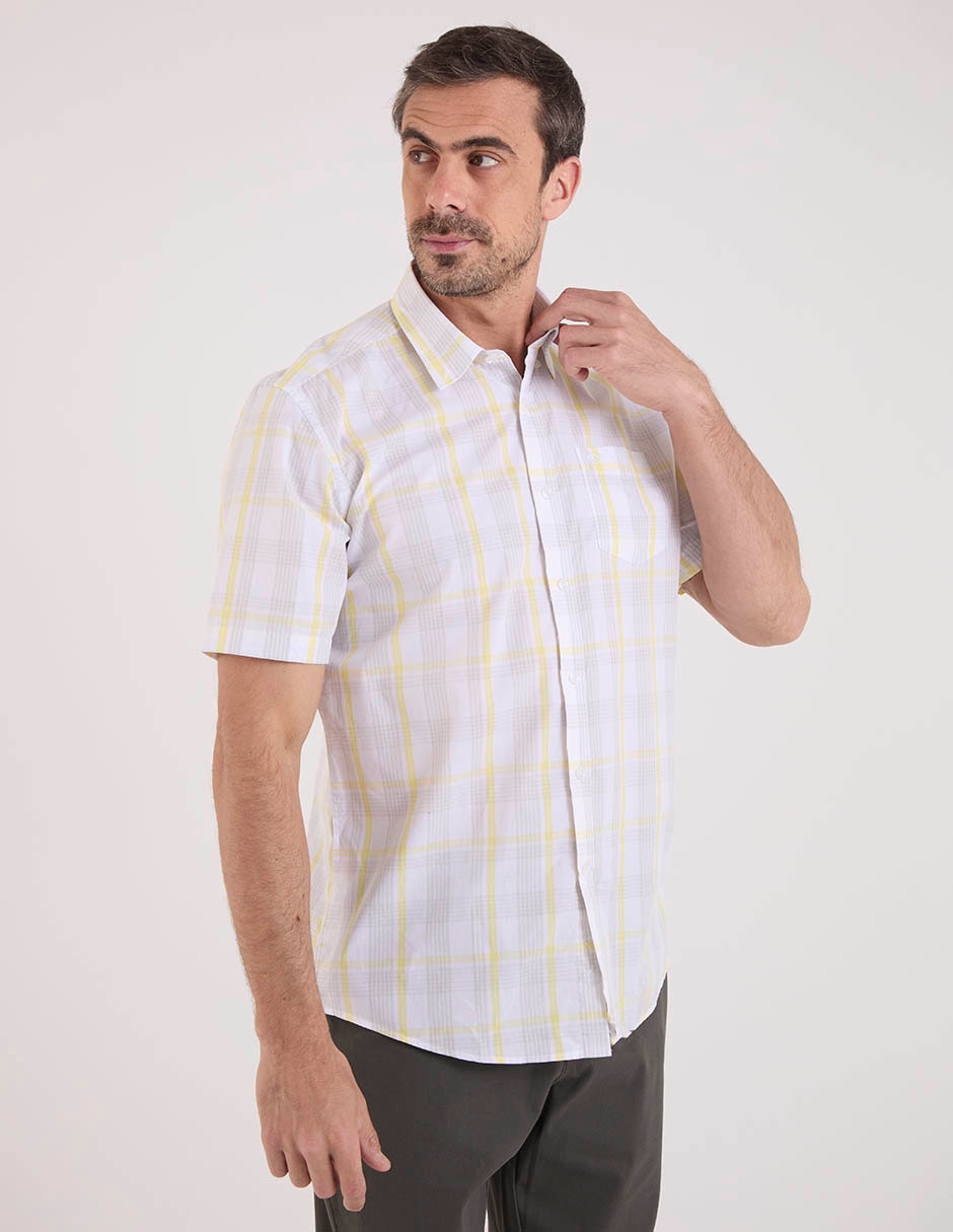 Camisa casual de algodón manga corta para hombre