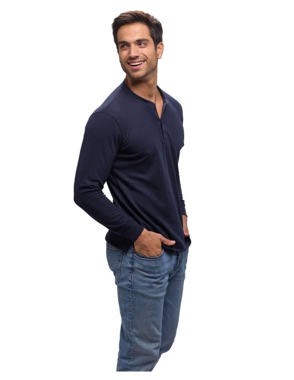 Playera cuello henley para hombre 2