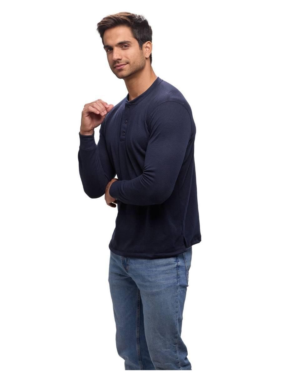 Playera cuello henley para hombre 4