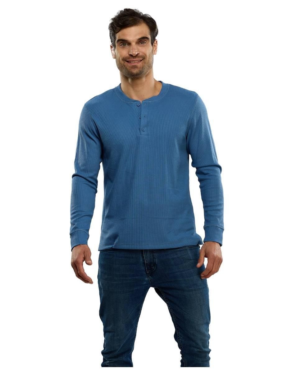 Playera cuello henley para hombre 2