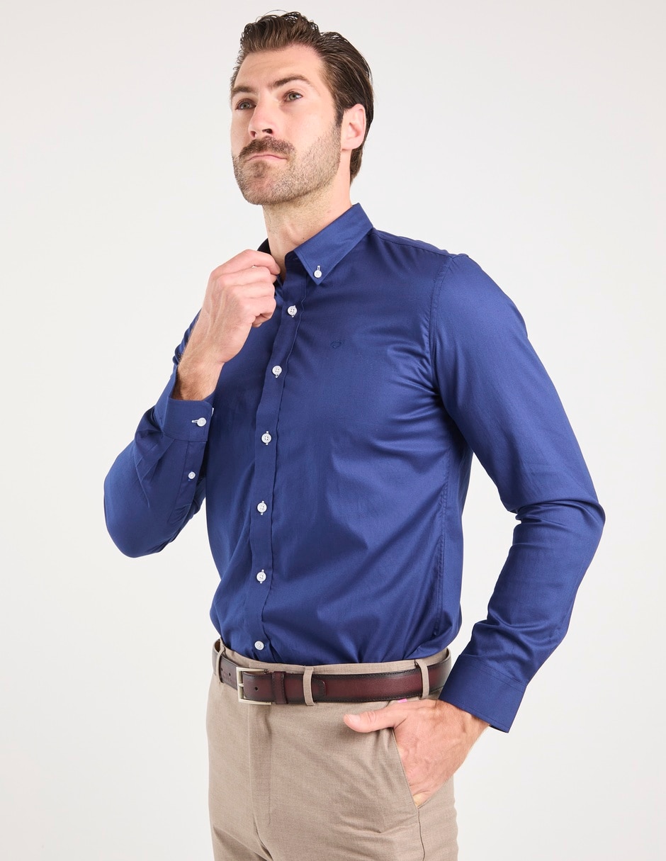 Camisa business casual de algodón manga larga para hombre 2