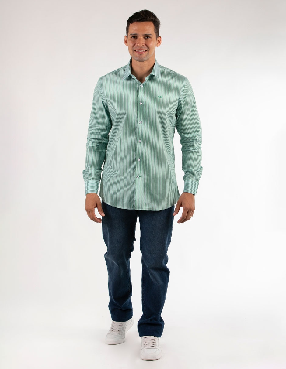 Camisa casual de algodón manga larga para hombre