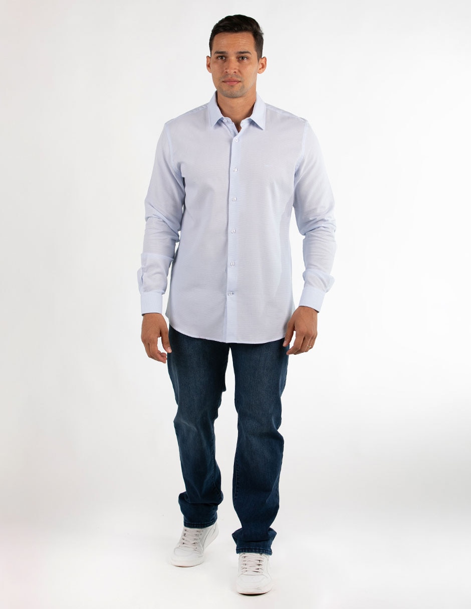 Camisa casual de algodón manga larga para hombre