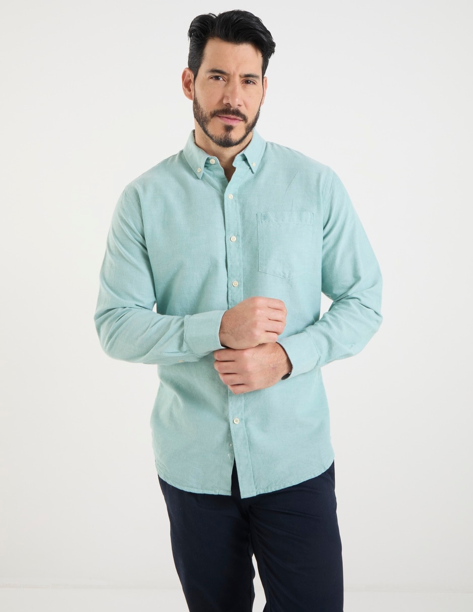 Camisa casual de algodón manga larga para hombre