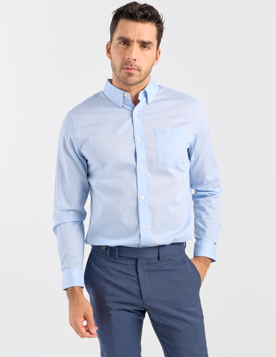 Camisa de vestir de algodón manga larga para hombre 1