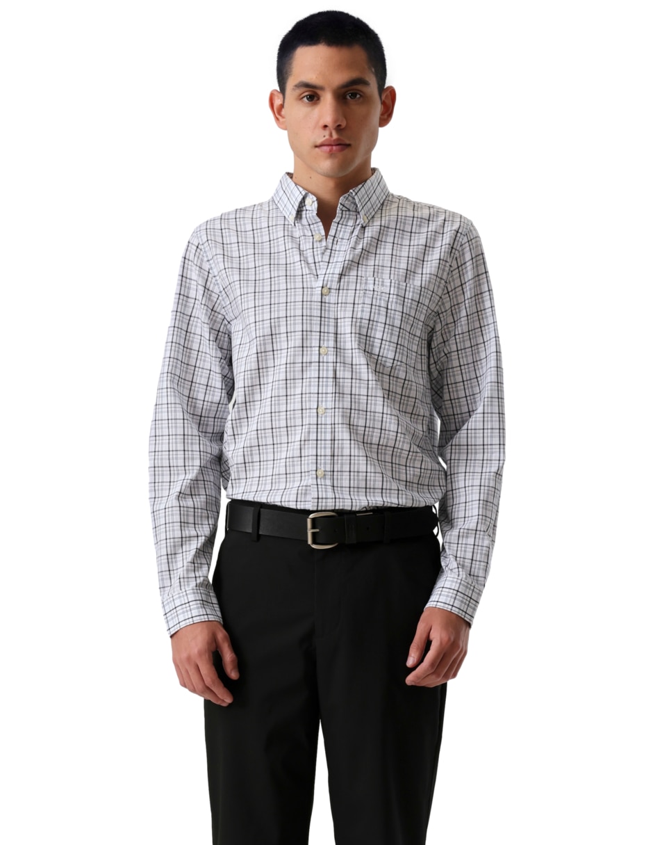 Camisa de vestir de algodón manga larga para hombre 1