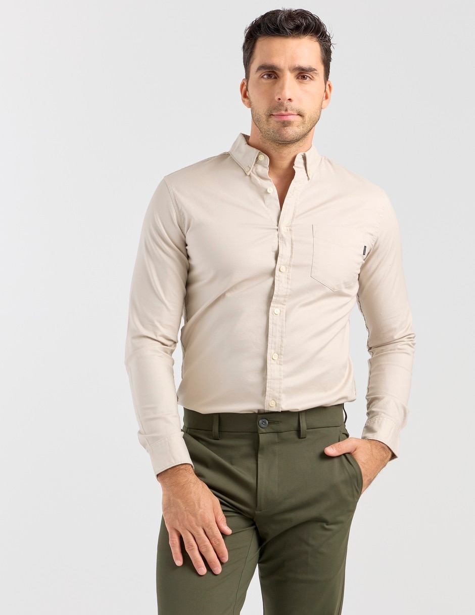 Camisa casual de algodón manga larga para hombre 1