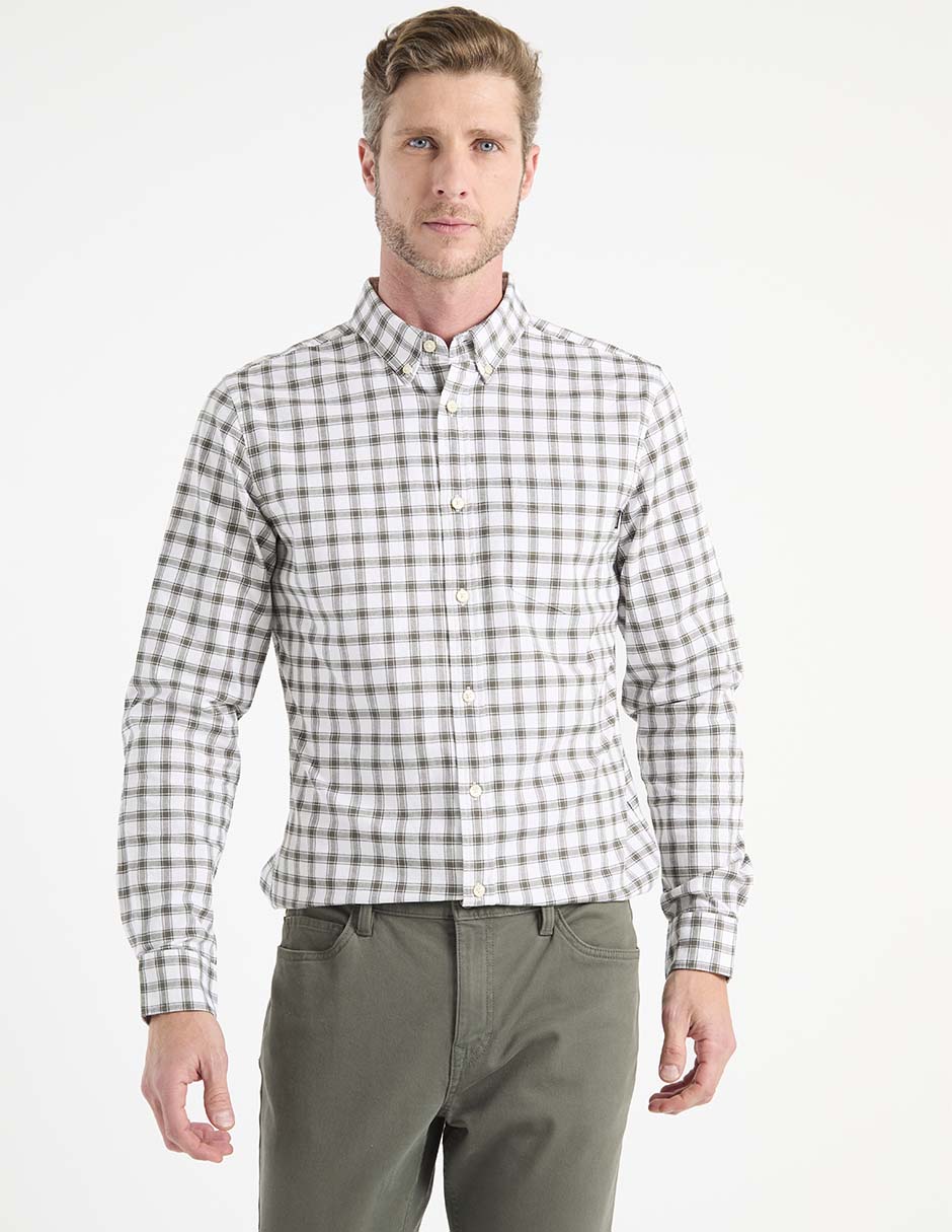Camisa casual de algodón manga larga para hombre 1