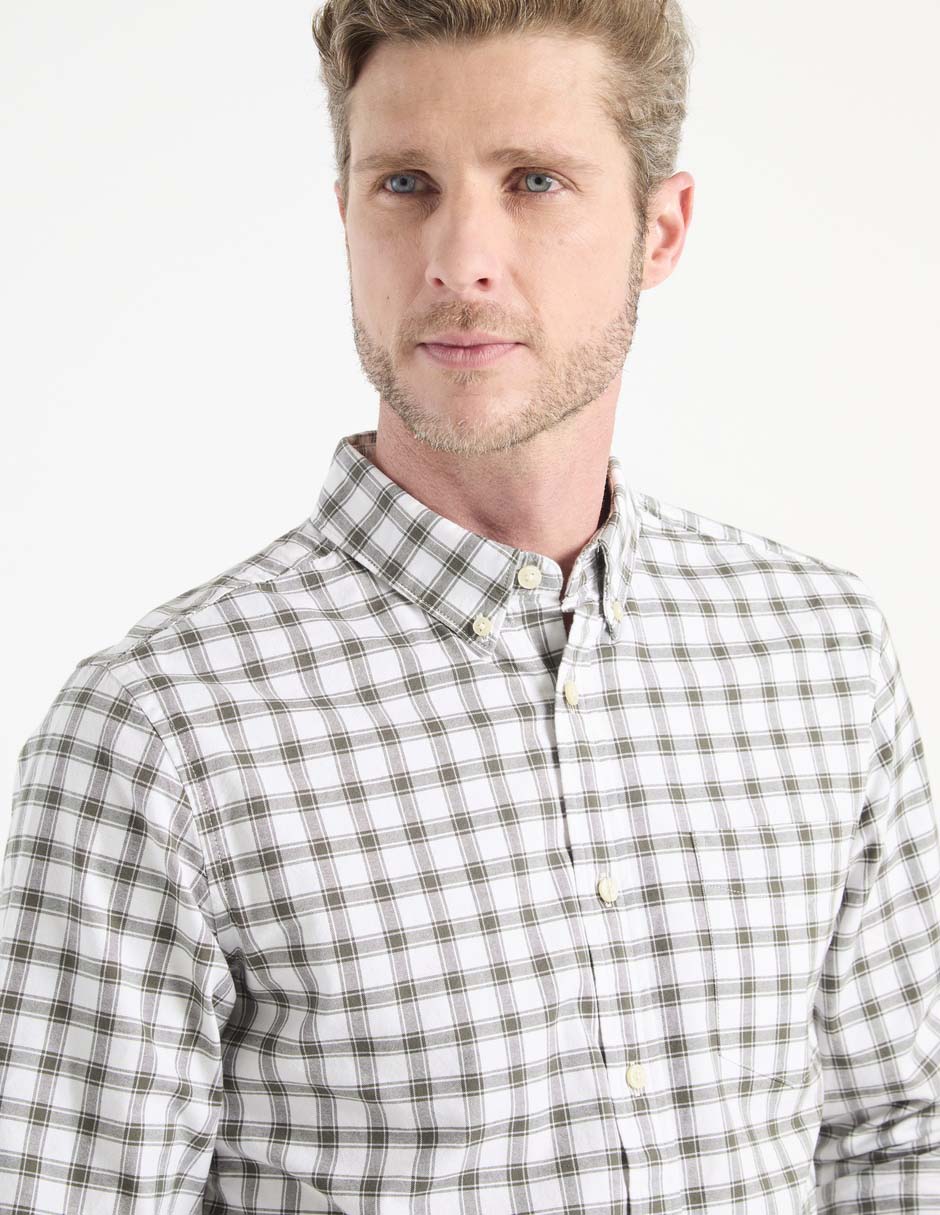 Camisa casual de algodón manga larga para hombre 4