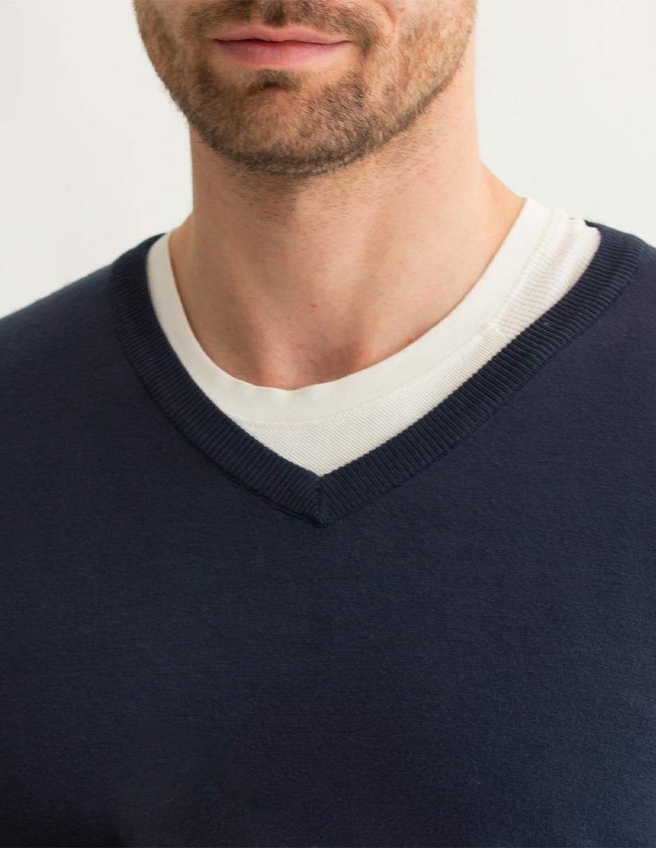 Suéter cuello v para hombre 4