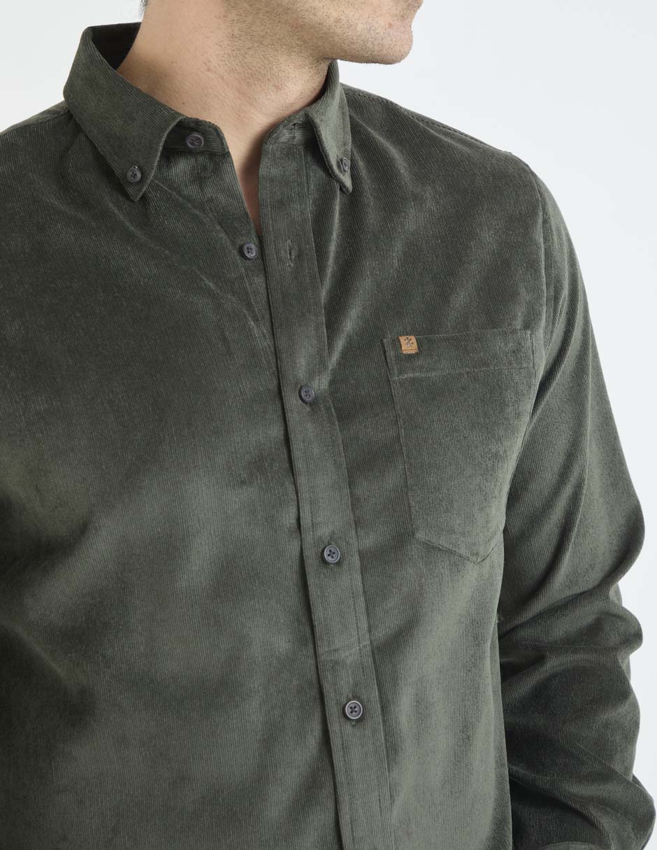 Camisa casual de algodón manga larga para hombre 4
