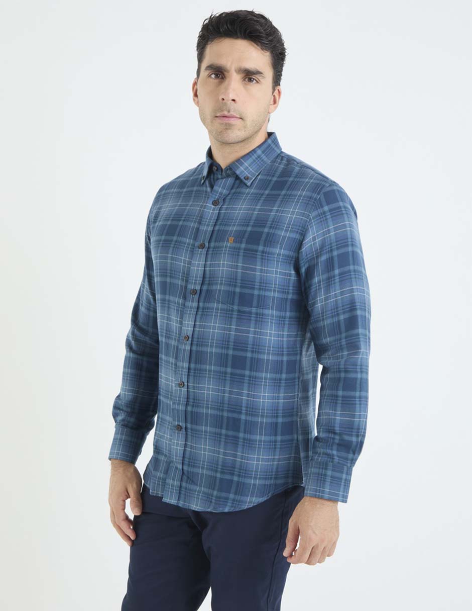 Camisa casual de algodón manga larga para hombre