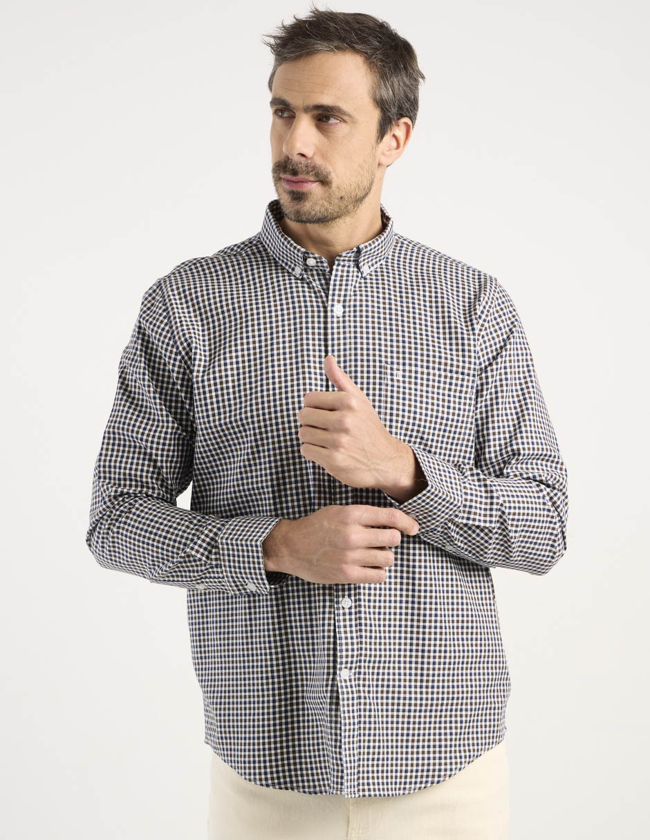 Camisa casual de algodón manga larga para hombre 1