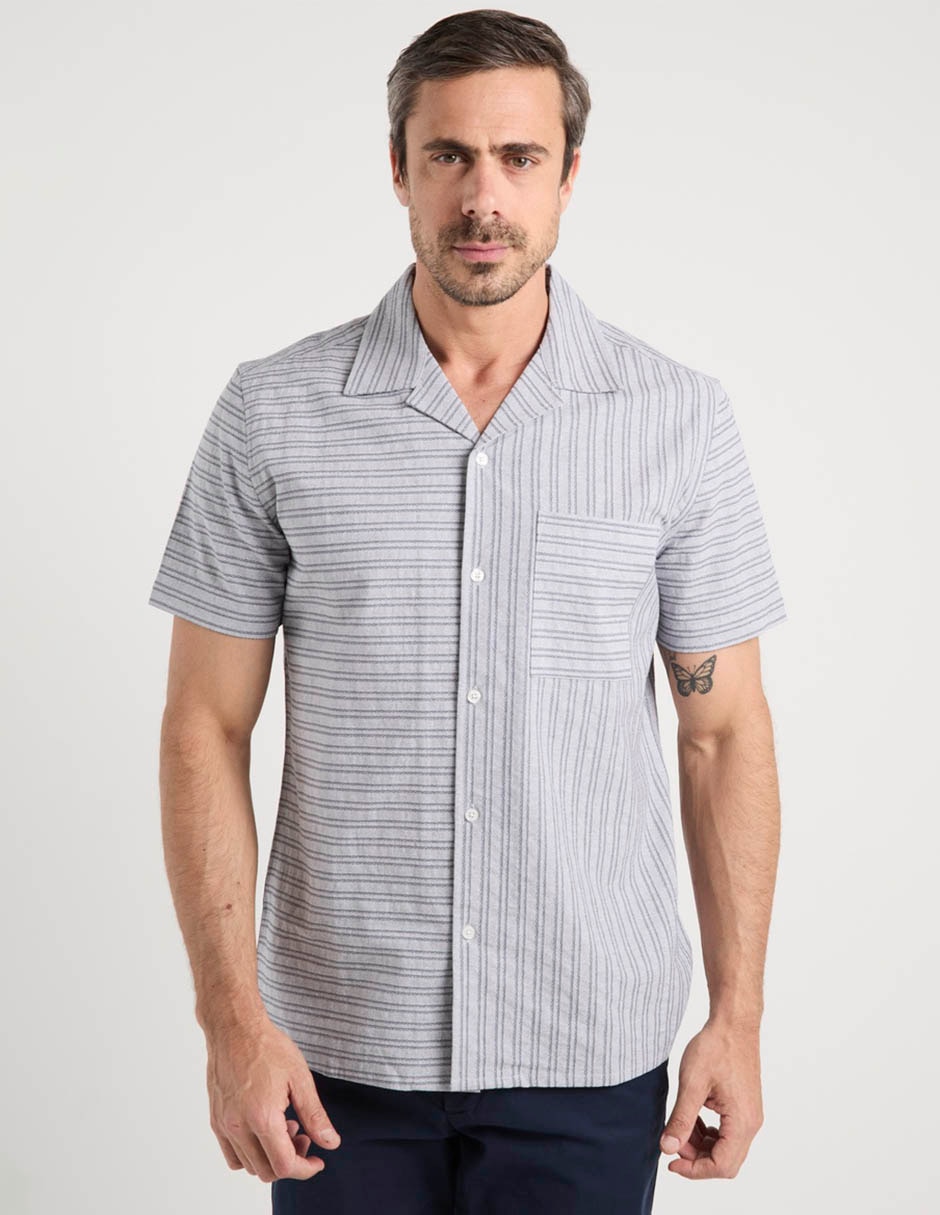Camisa casual de algodón manga corta para hombre