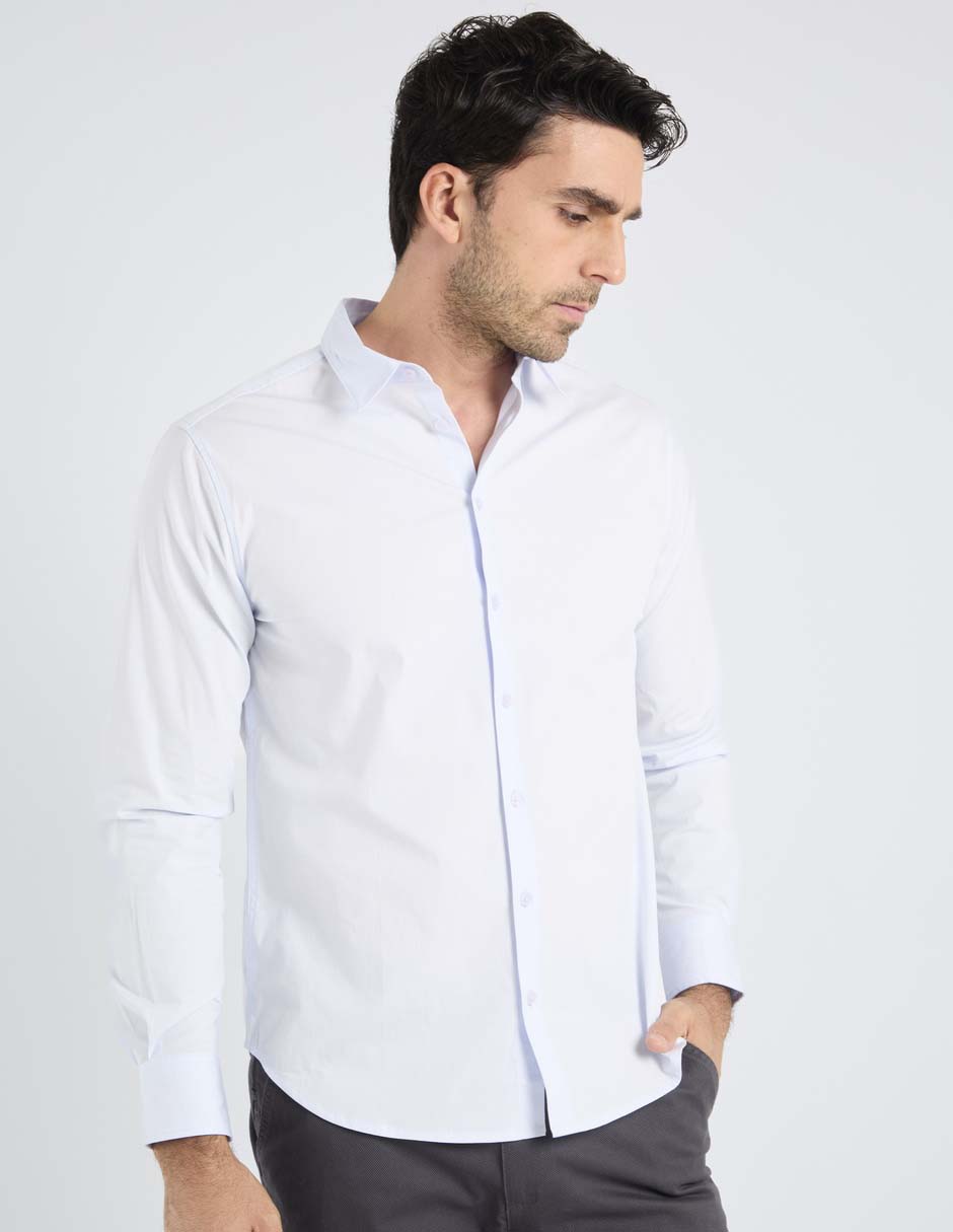 Camisa casual de algodón manga larga para hombre