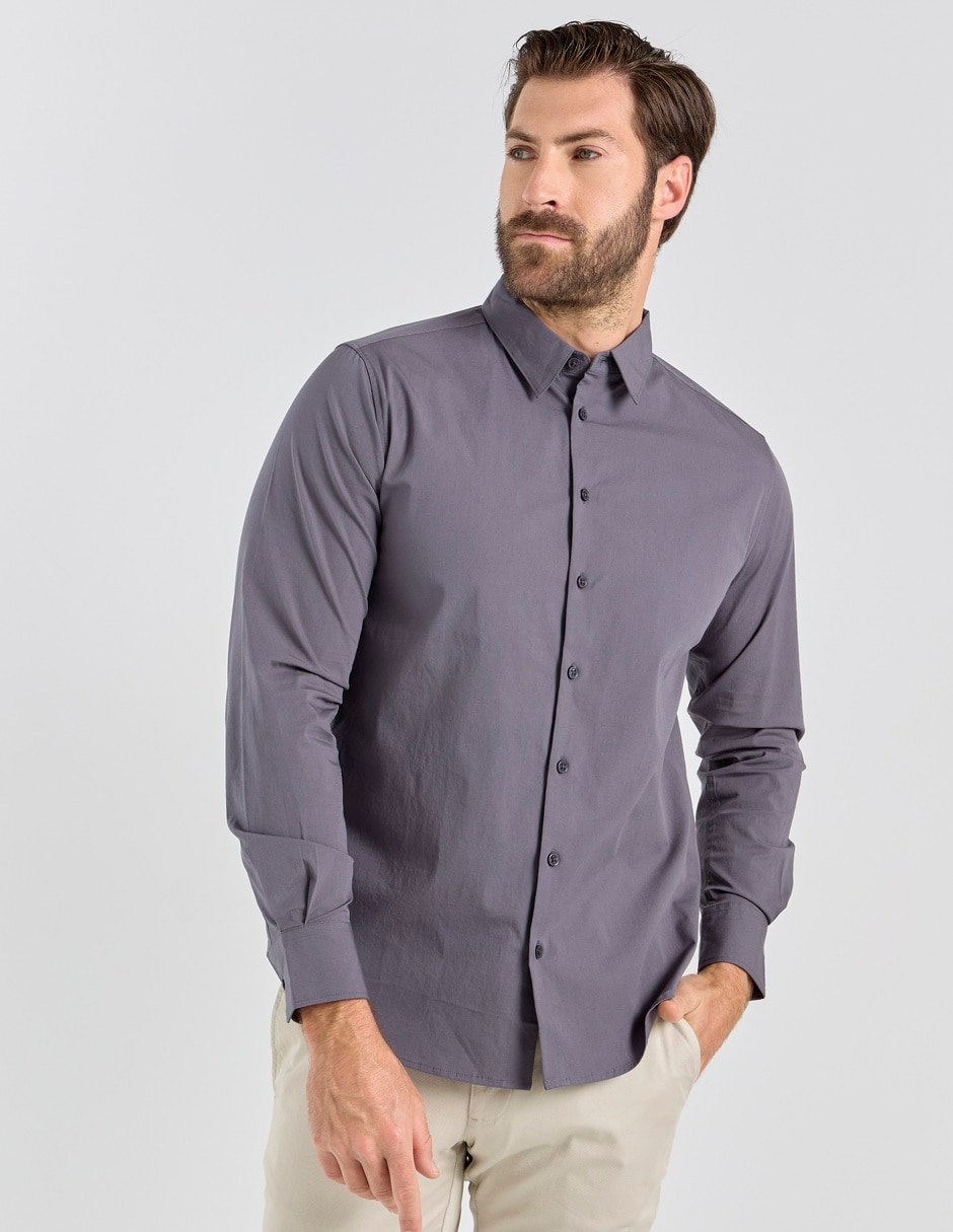 Camisa casual de algodón manga larga para hombre Camisa casual de algodón manga larga para hombre