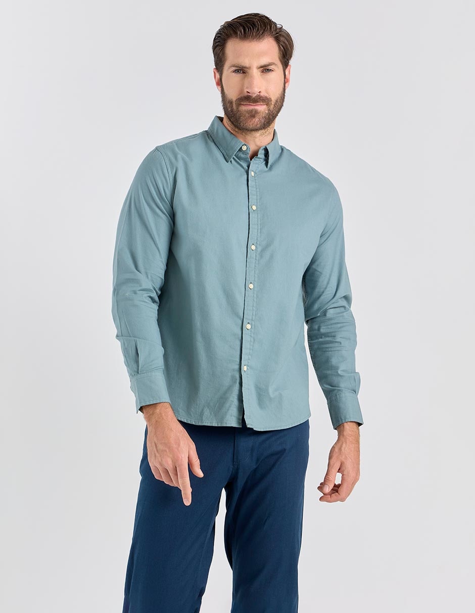 Camisa casual de algodón manga larga para hombre