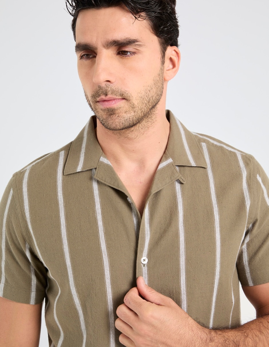Camisa playa de algodón manga corta para hombre 4