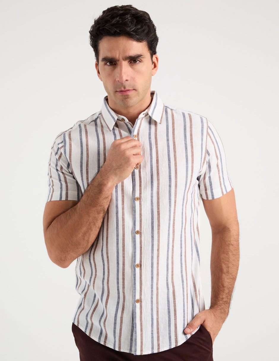 Camisa casual de algodón manga corta para hombre