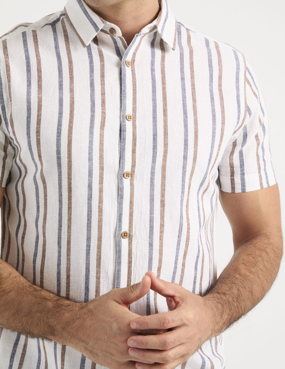 Camisa casual de algodón manga corta para hombre 4