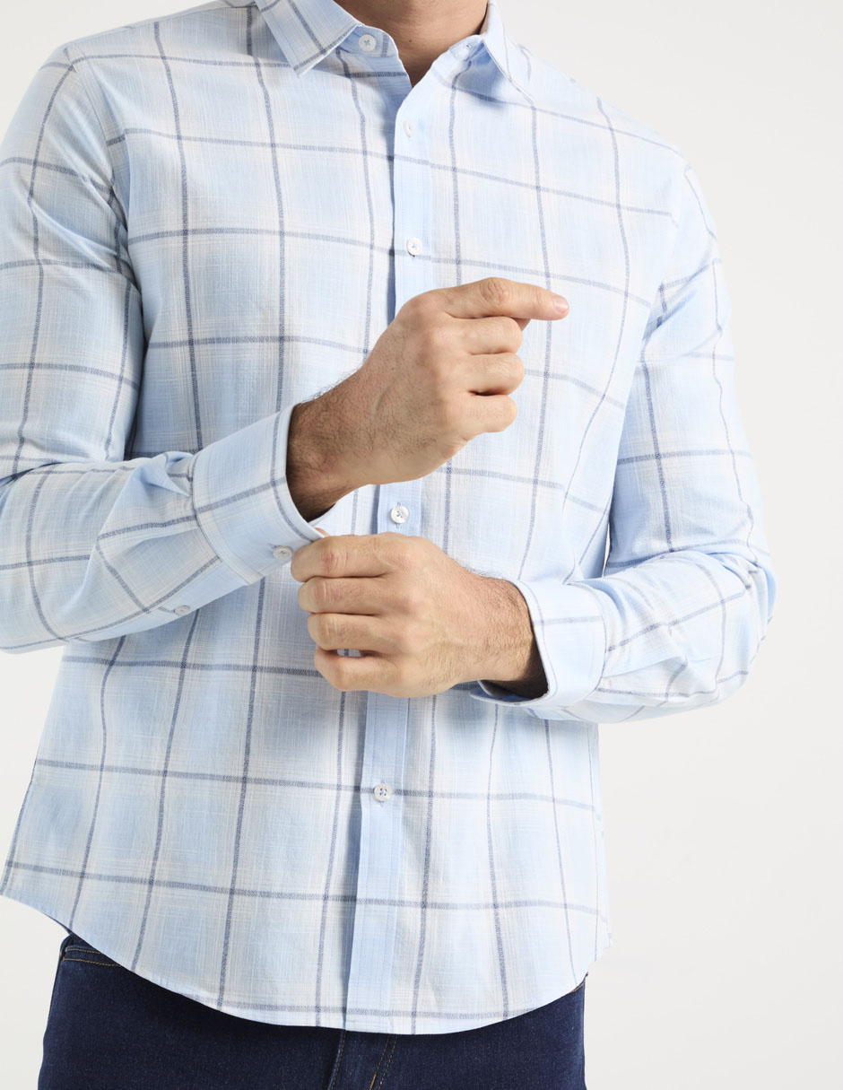 Camisa casual de algodón manga larga para hombre 4