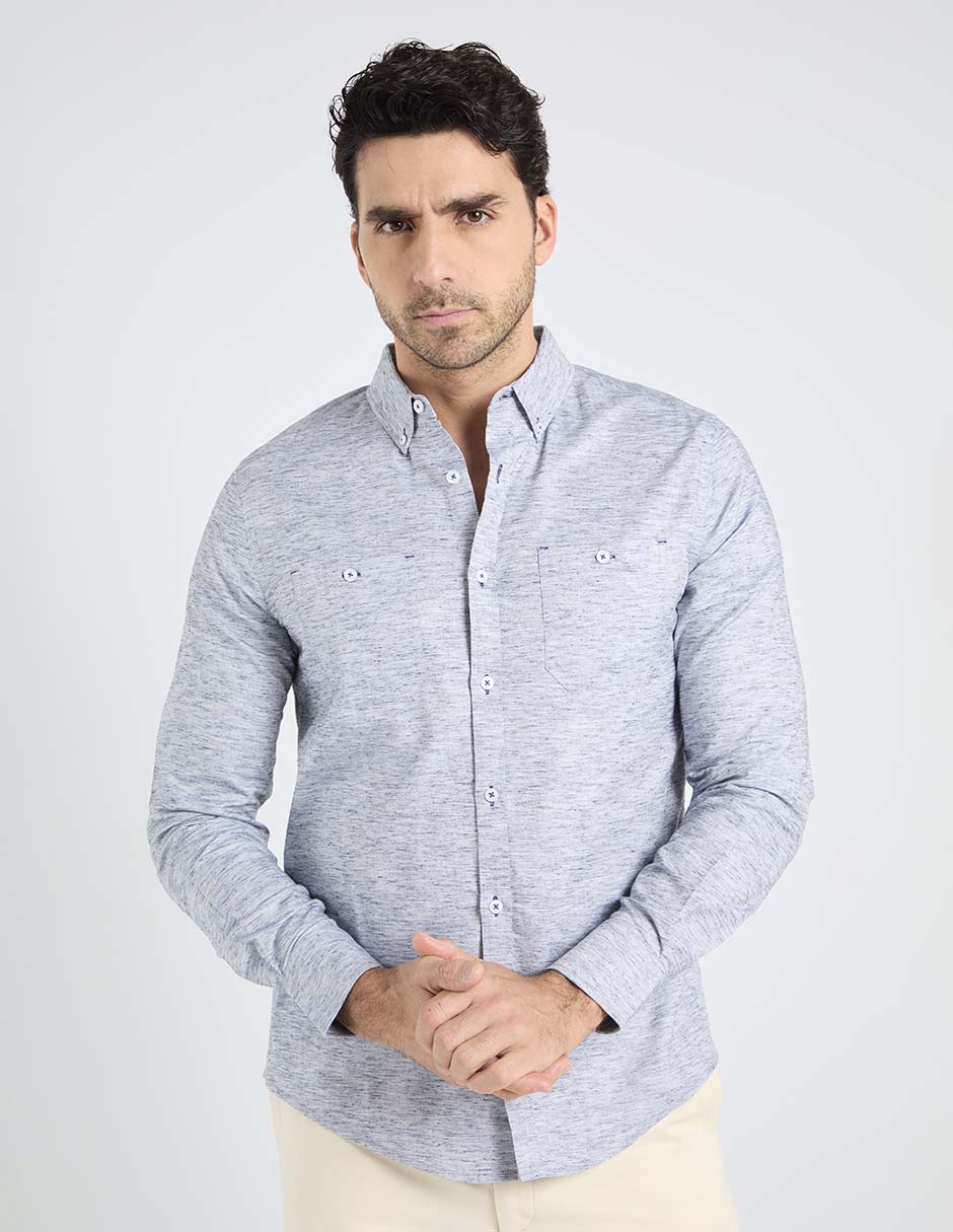 Camisa casual de algodón manga larga para hombre