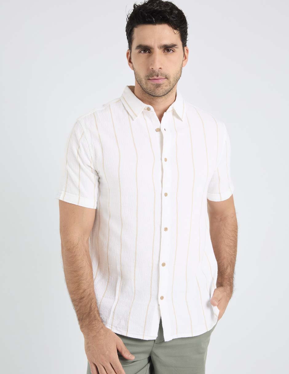 Camisa playa de algodón manga corta para hombre