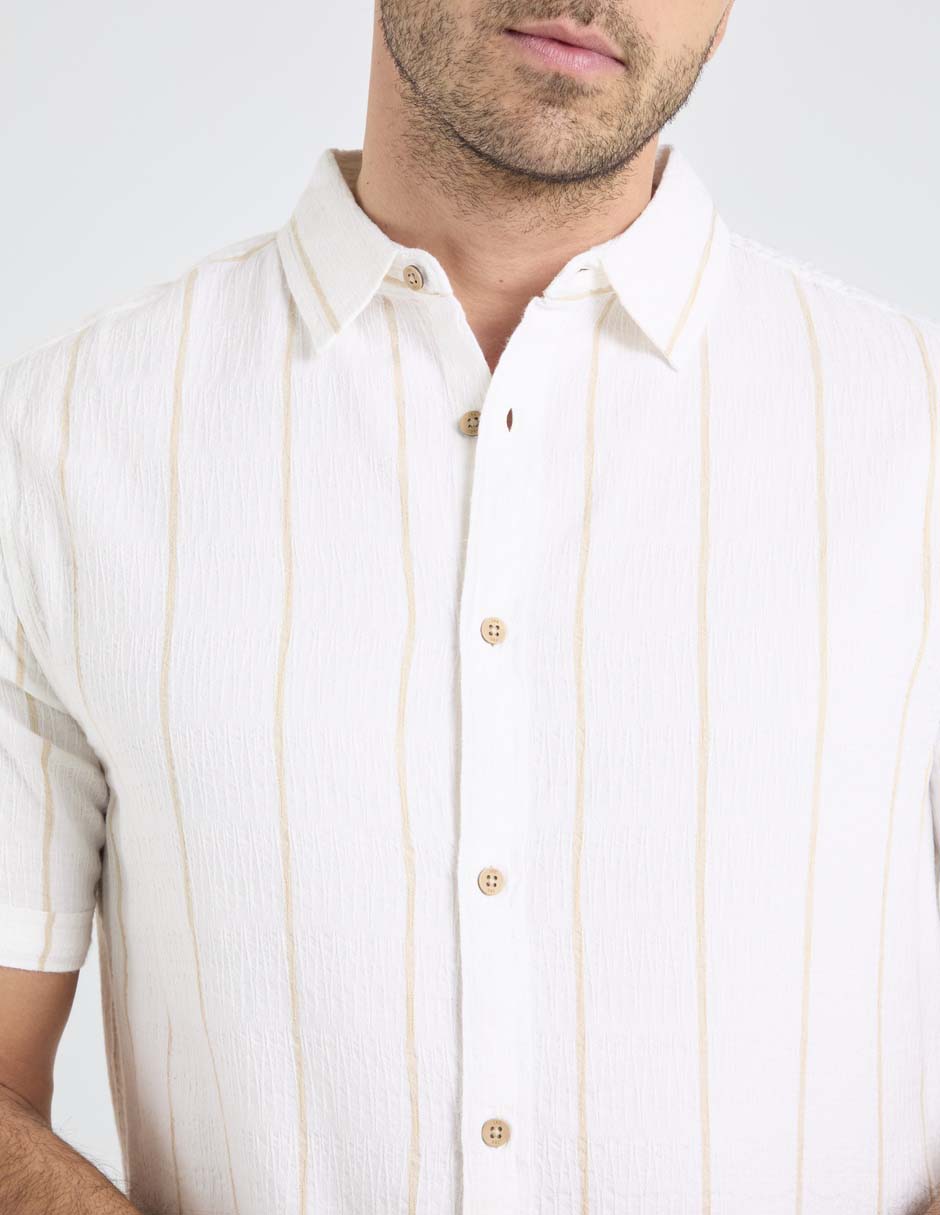 Camisa playa de algodón manga corta para hombre 4