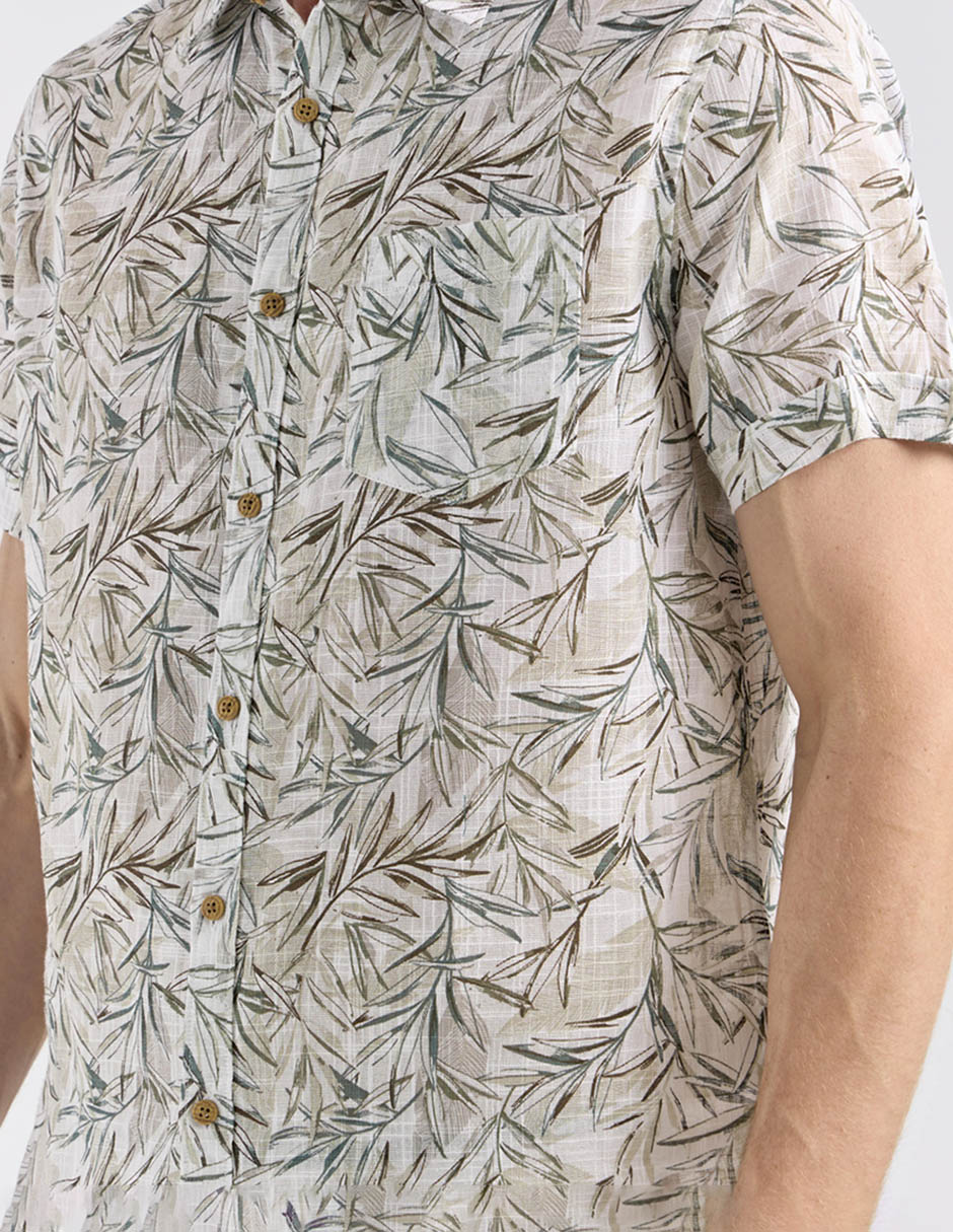 Camisa playa de algodón manga corta para hombre 4