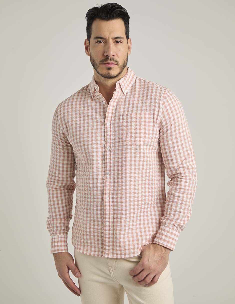 Camisa casual de algodón manga larga para hombre