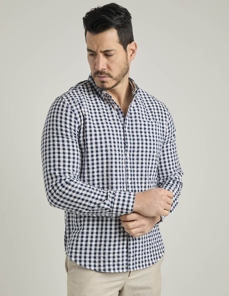 Camisa casual de algodón manga larga para hombre