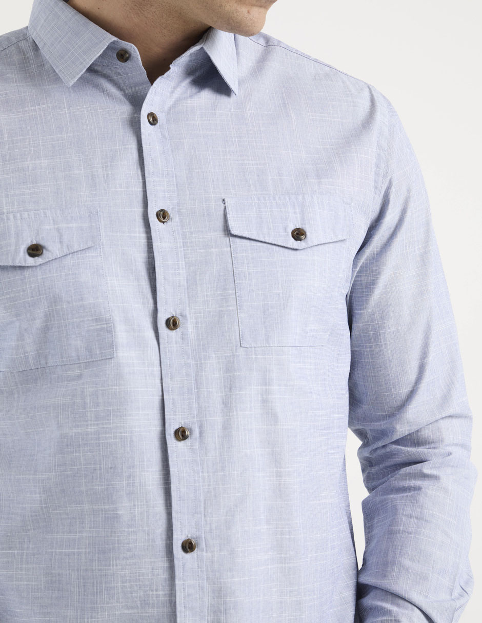 Camisa casual de algodón manga larga para hombre 4