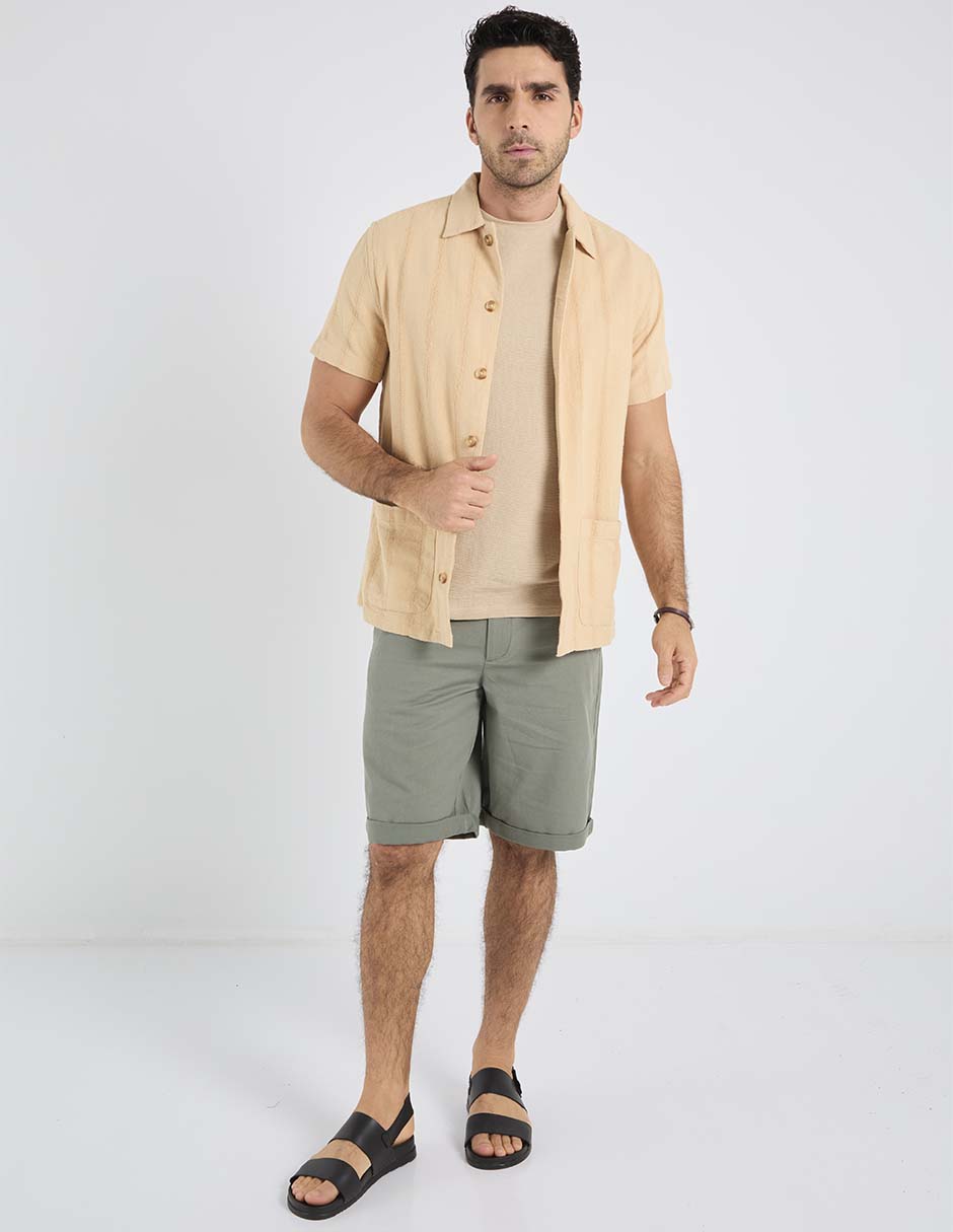 Sobrecamisa playa de algodón manga corta para hombre 3