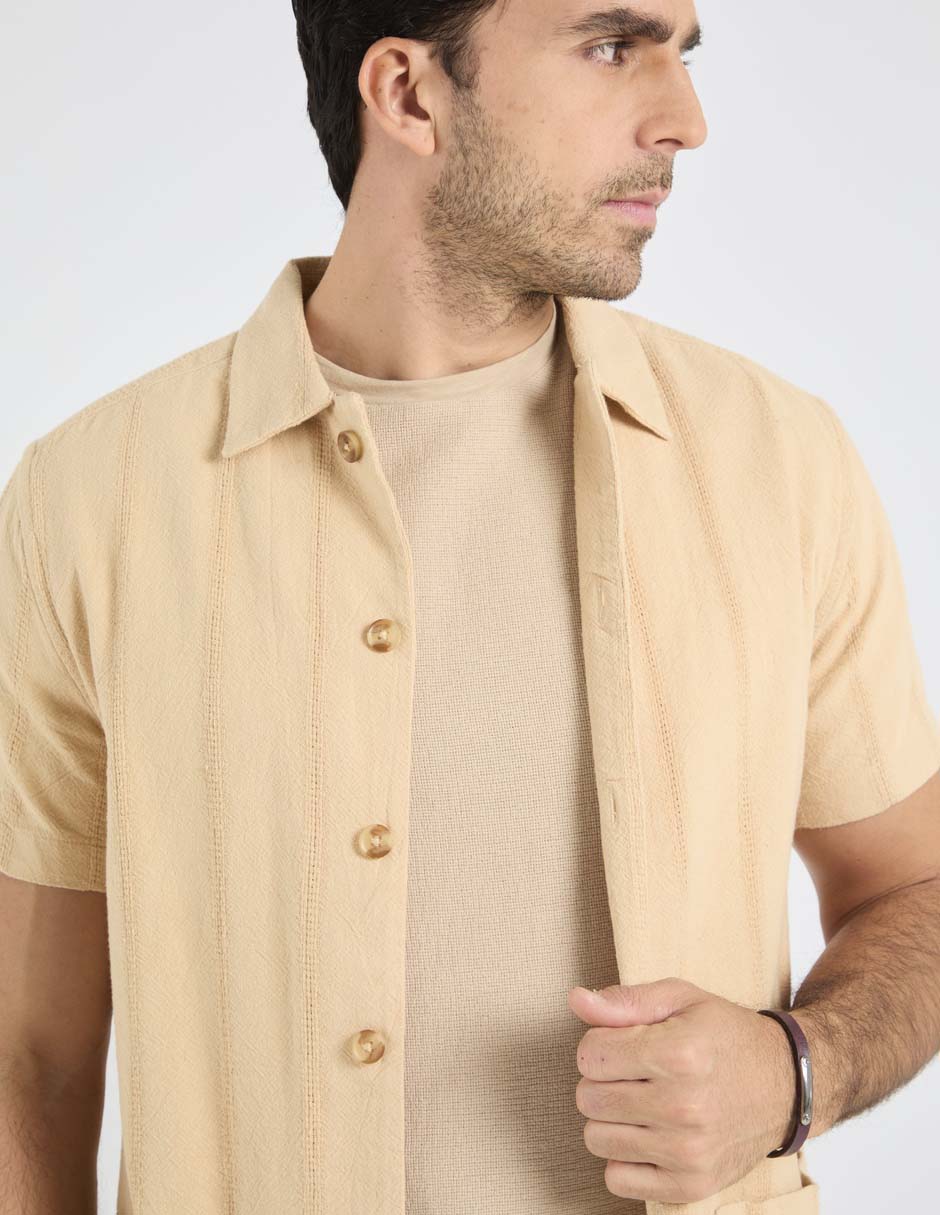 Sobrecamisa playa de algodón manga corta para hombre 4