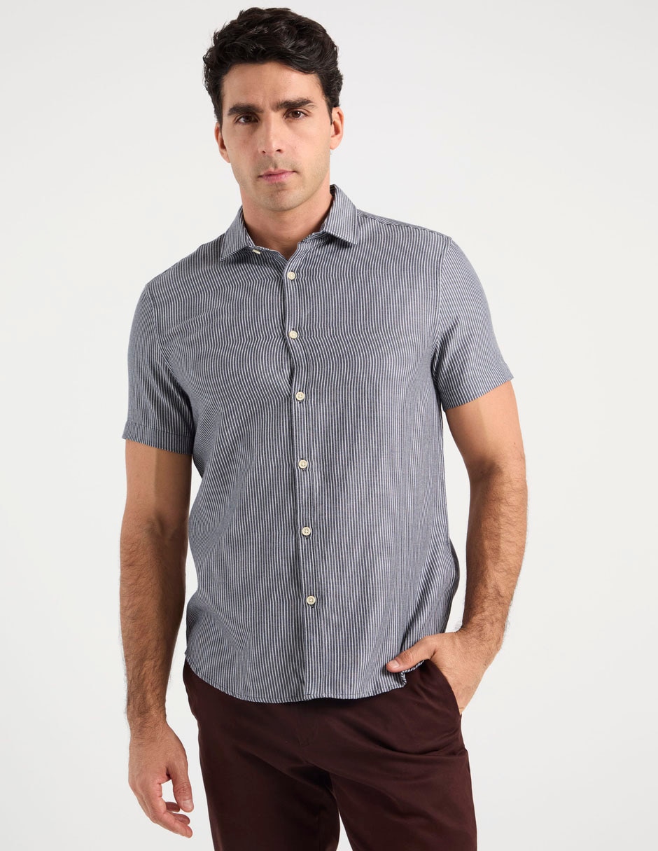 Camisa casual de algodón manga corta para hombre