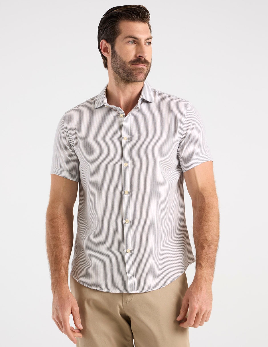 Camisa casual de algodón manga corta para hombre
