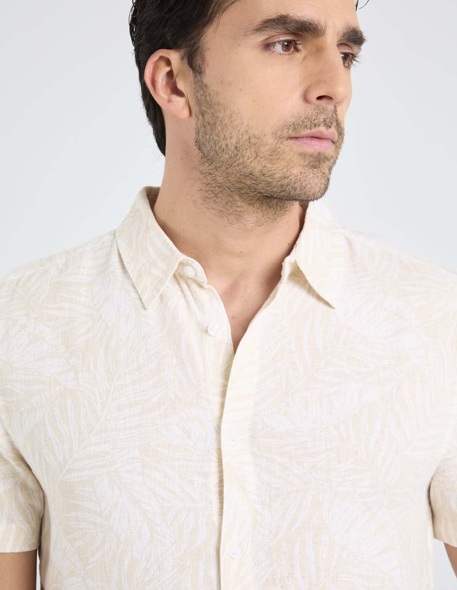 Camisa playa de algodón manga corta para hombre 4