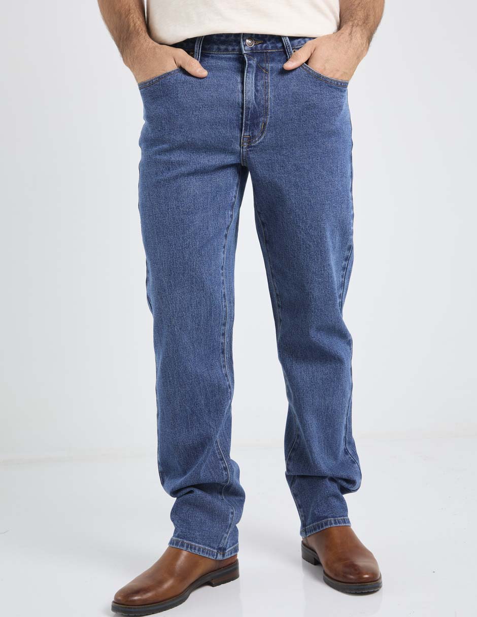 Jeans straight lavado medio para hombre