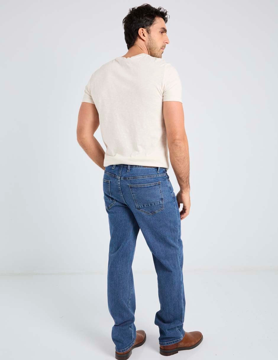Jeans straight lavado medio para hombre 2