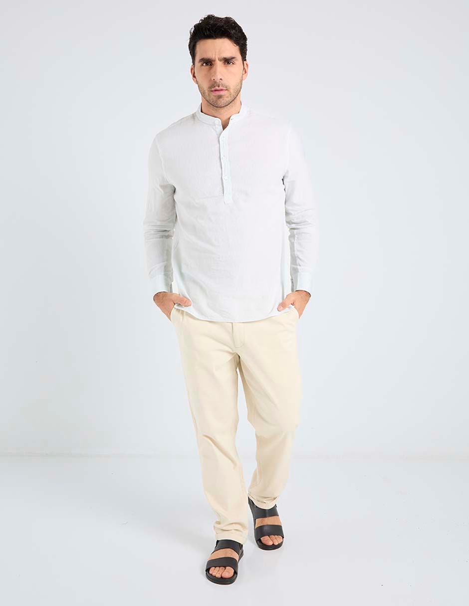 Camisa playa de algodón manga larga para hombre 3