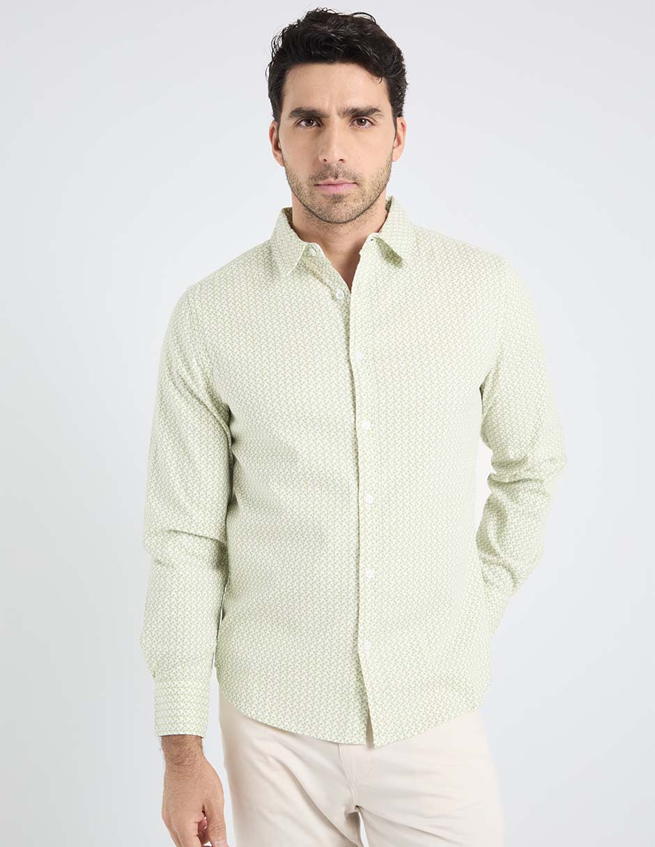 Camisa casual de algodón manga larga para hombre