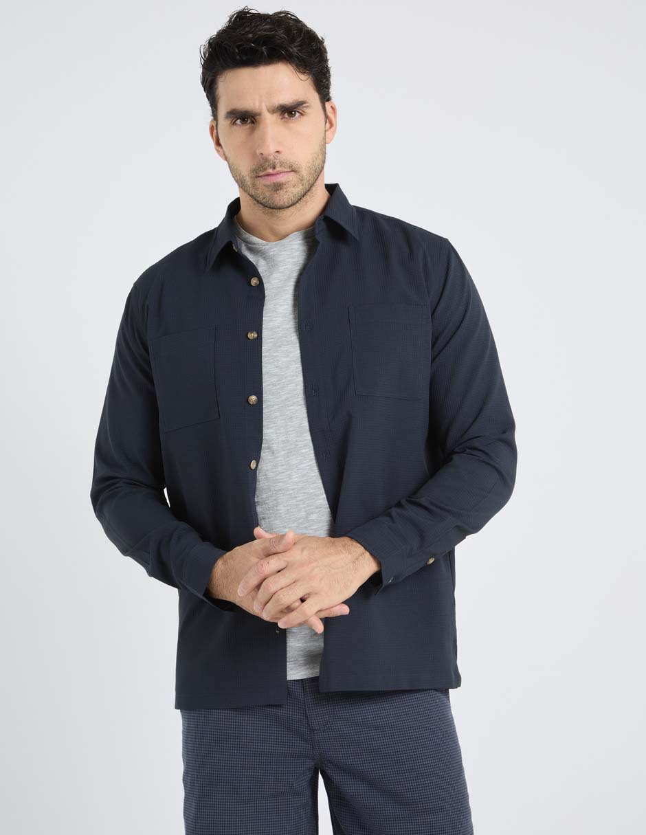 Sobrecamisa casual de algodón manga larga para hombre Sobrecamisa casual de algodón manga larga para hombre