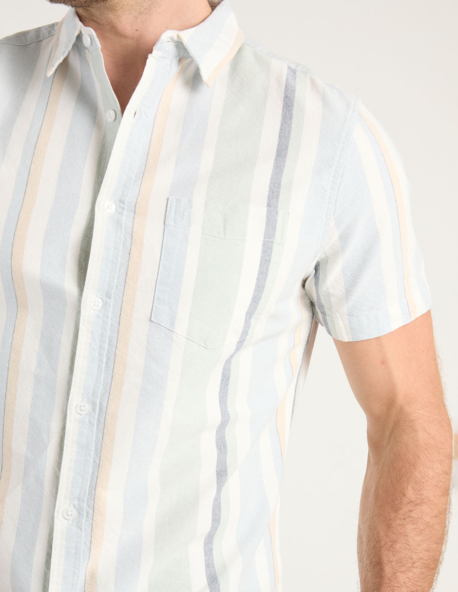 Camisa casual de algodón manga corta para hombre 5