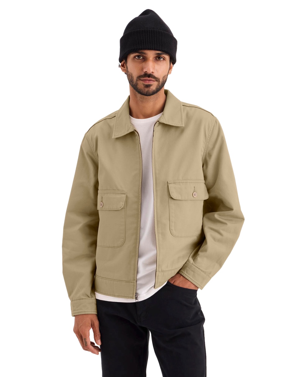Chamarra casual de algodón con bolsillos para hombre 1