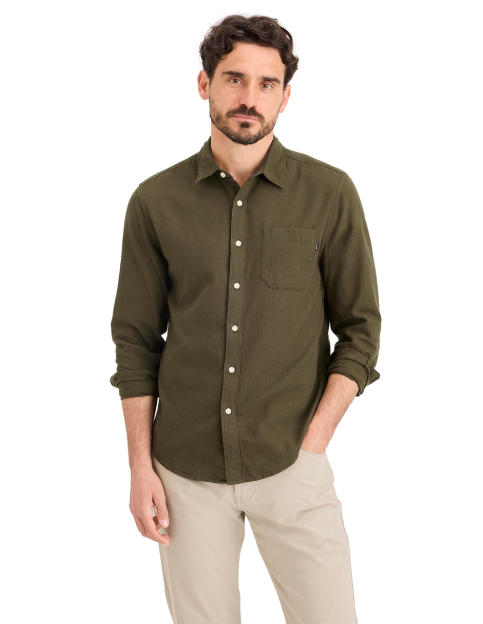 Camisa casual de algodón manga larga para hombre Camisa casual de algodón manga larga para hombre
